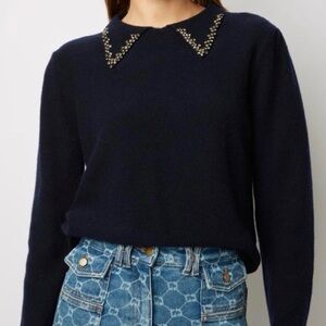 Gerard Darel Paris Navy Blue Soft Wool Sweater